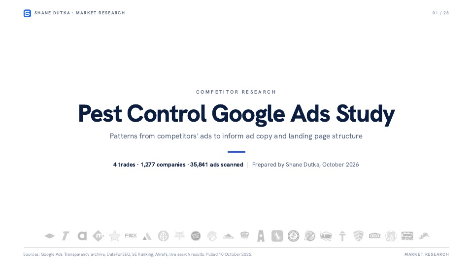 Pest Control Google Ads Study cover slide