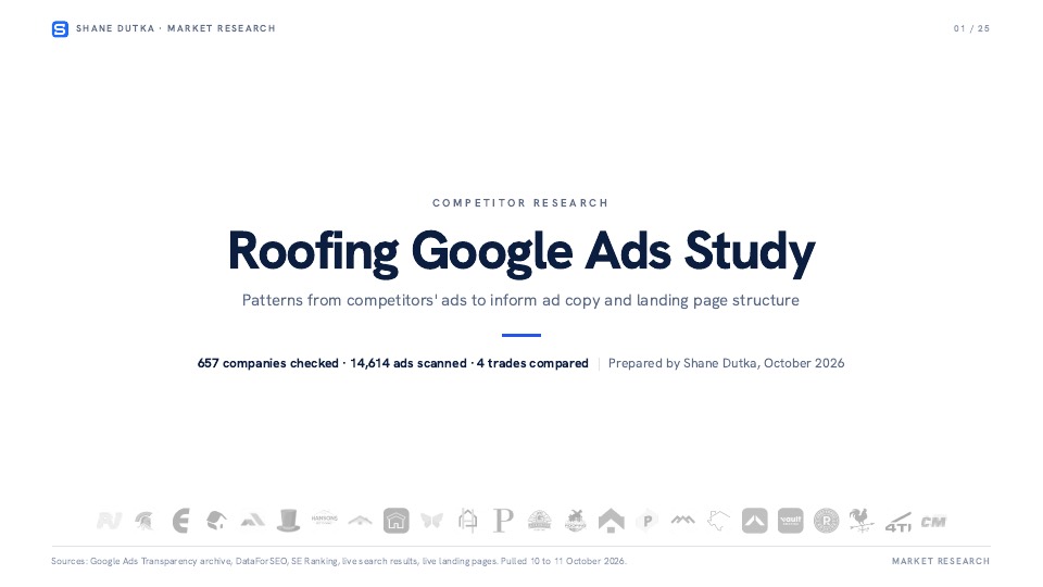Roofing Google Ads Study cover slide